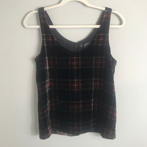 J Crew Sleeveless Velvet Blouse-Black Plaid-Size 2-NWT